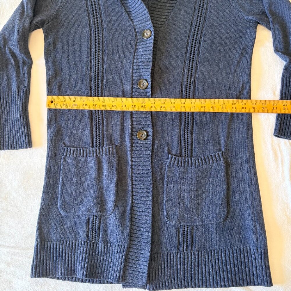 UGG XL Hayley Cardigan Navy Blue Heathered Chunky Cable Knit Sweater Cozy EUC - Picture 11 of 11